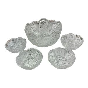Antique 1920s American Brilliant Cut Sawtooth Bowl Set